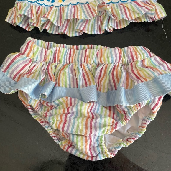 Three Bees Company Rainbow Sea Life Embroidered Two Piece Bathing Suit Size 5 - Picture 2 of 8